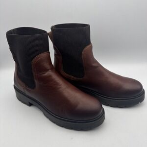 Bootlegger Leather Boots Womens 7.5 Brown Moto Casual Pull On Shoes Hiking Biker